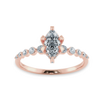 Load image into Gallery viewer, 0.50cts. Marquise Cut Solitaire Halo Diamond Shank 18K Rose Gold Ring JL AU 2010R-A   Jewelove.US
