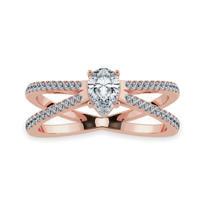 50-Pointer Pear Cut Solitaire Diamond Split Shank 18K Rose Gold Solitaire Ring JL AU 1175R-A   Jewelove.US