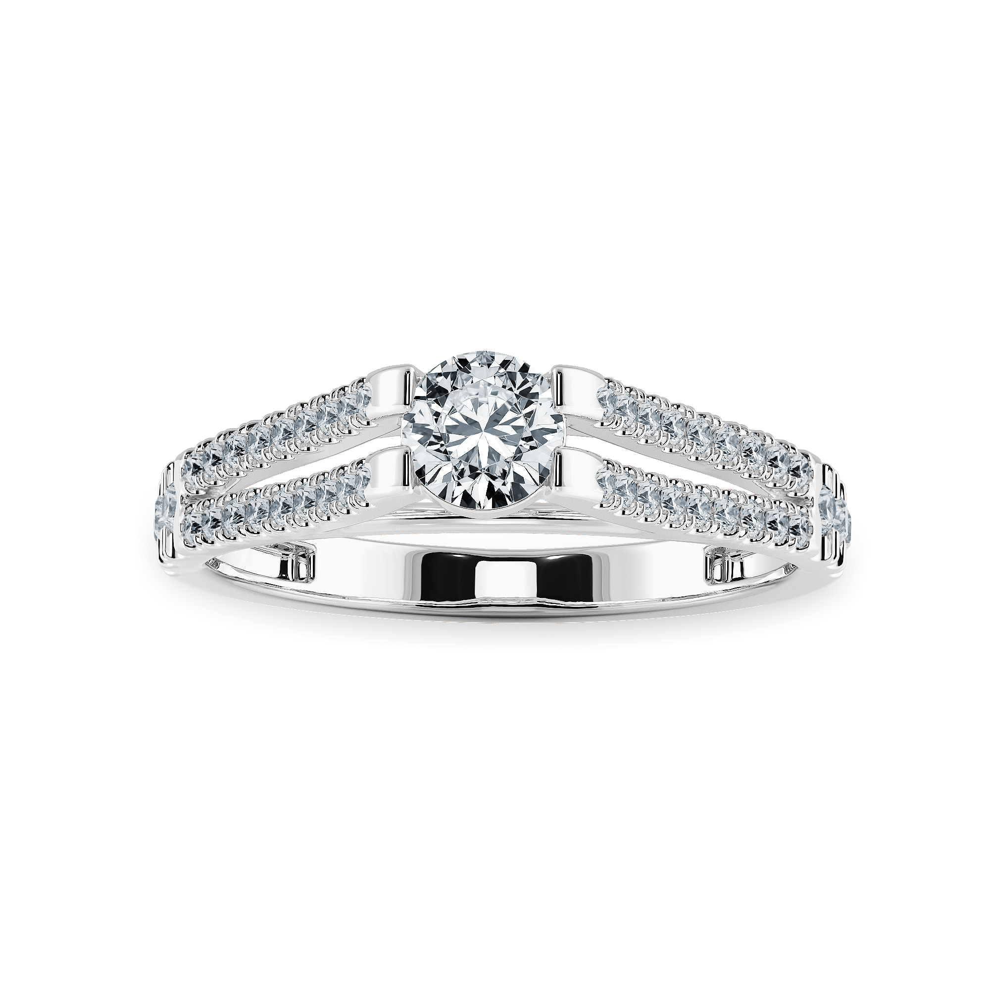 20 Pointer Diamond Split Shank Platinum Ring JL PT 1177-A   Jewelove.US