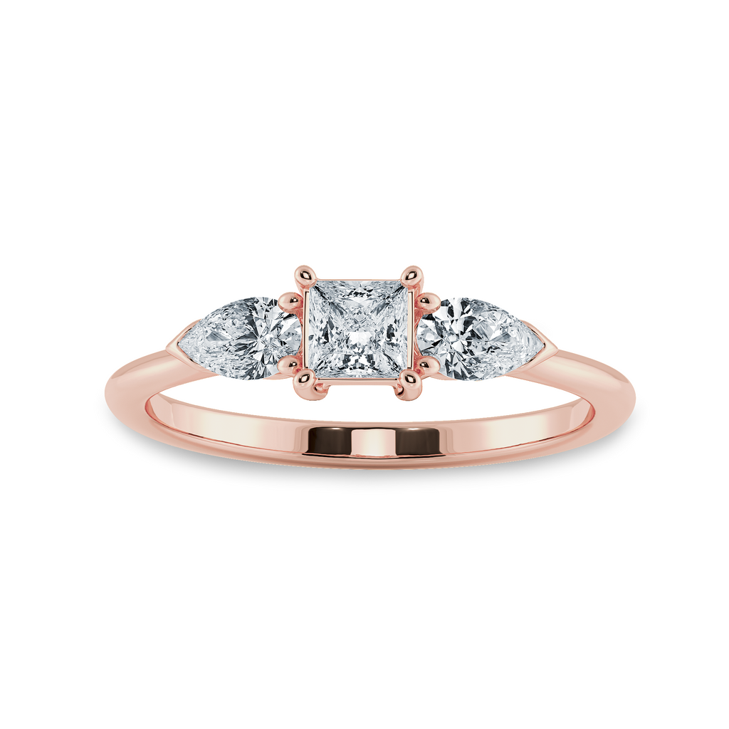 0.20cts. Princess Cut Solitaire with Pear Cut Diamond Diamond 18K Rose Gold Ring JL AU 2021R-C   Jewelove.US