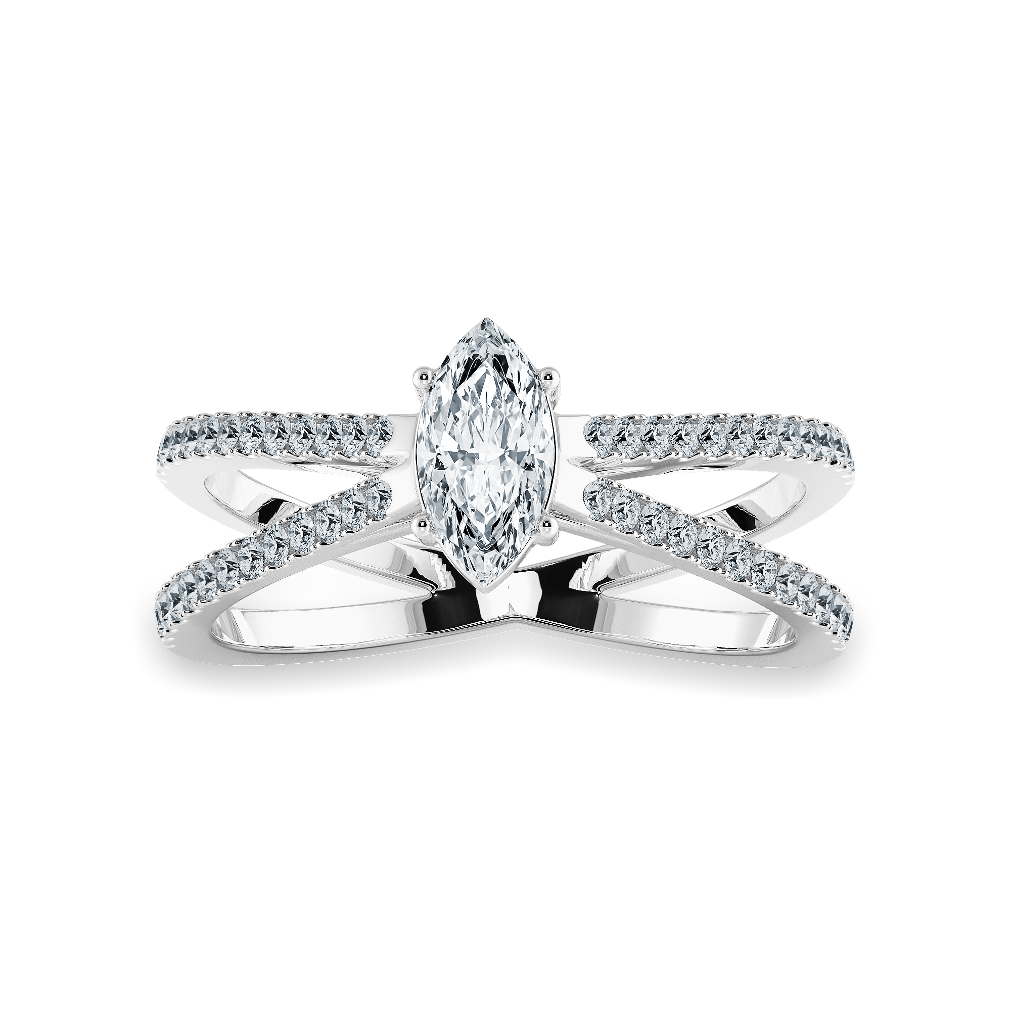 30-Pointer Marquise Cut Solitaire Diamond Split Shank Platinum Ring JL PT 1176   Jewelove.US