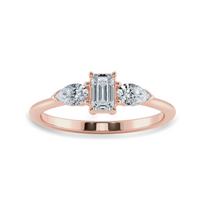 0.30cts. Emerald Cut Solitaire with Pear Cut Diamond Accents 18K Rose Gold Solitaire Ring JL AU 1204R   Jewelove.US