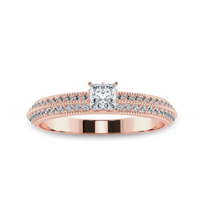 0.70cts. Princess Cut Solitaire Diamond Split Shank 18K Rose Gold Ring JL AU 1186R-B   Jewelove.US