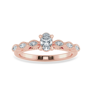 0.50cts. Oval Cut Solitaire with Marquise Cut Diamond Accents 18K Rose Gold Ring JL AU 2017R-A   Jewelove.US