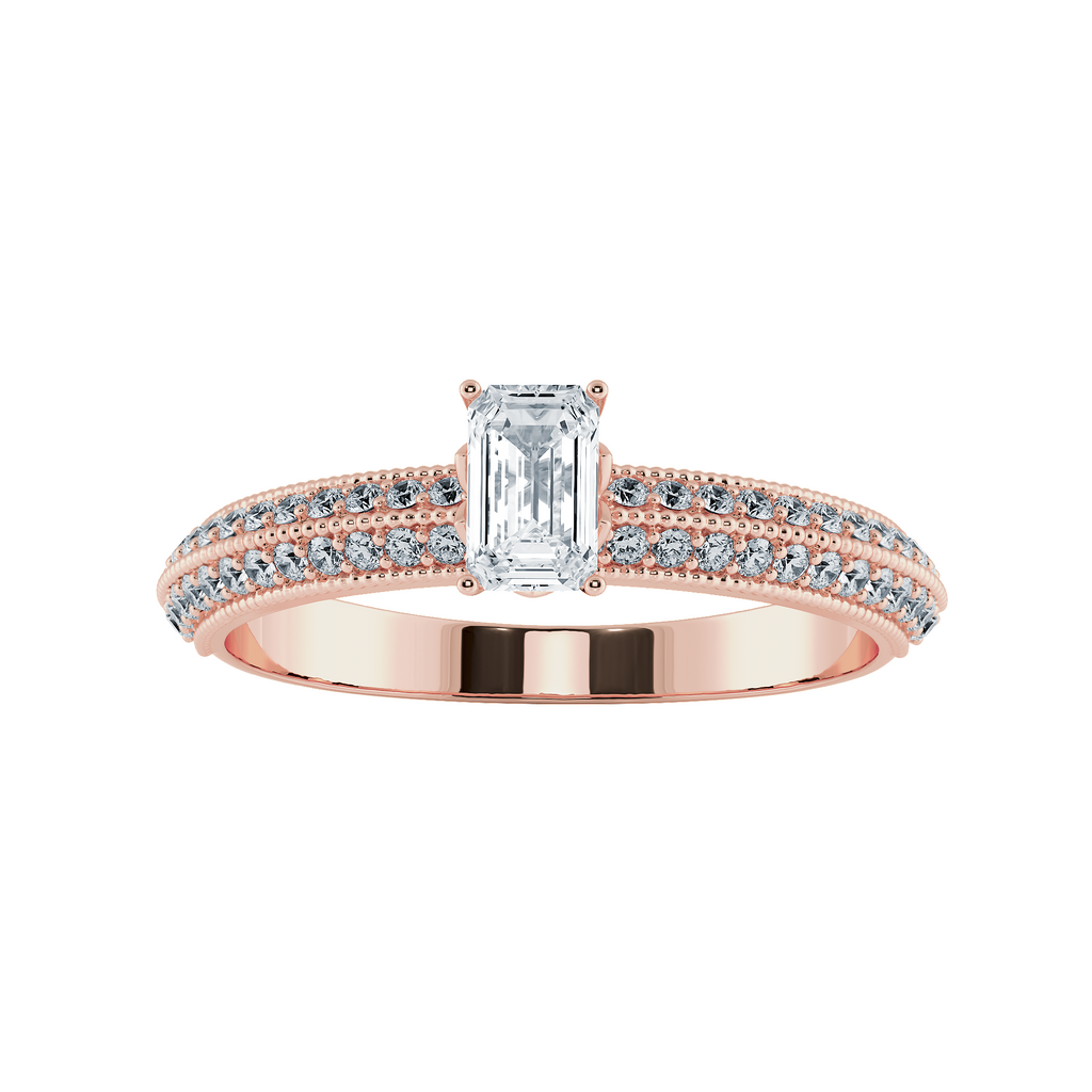 0.30cts. Emerald Cut Solitaire Diamond Split Shank 18K Rose Gold Ring JL AU 1188R   Jewelove.US