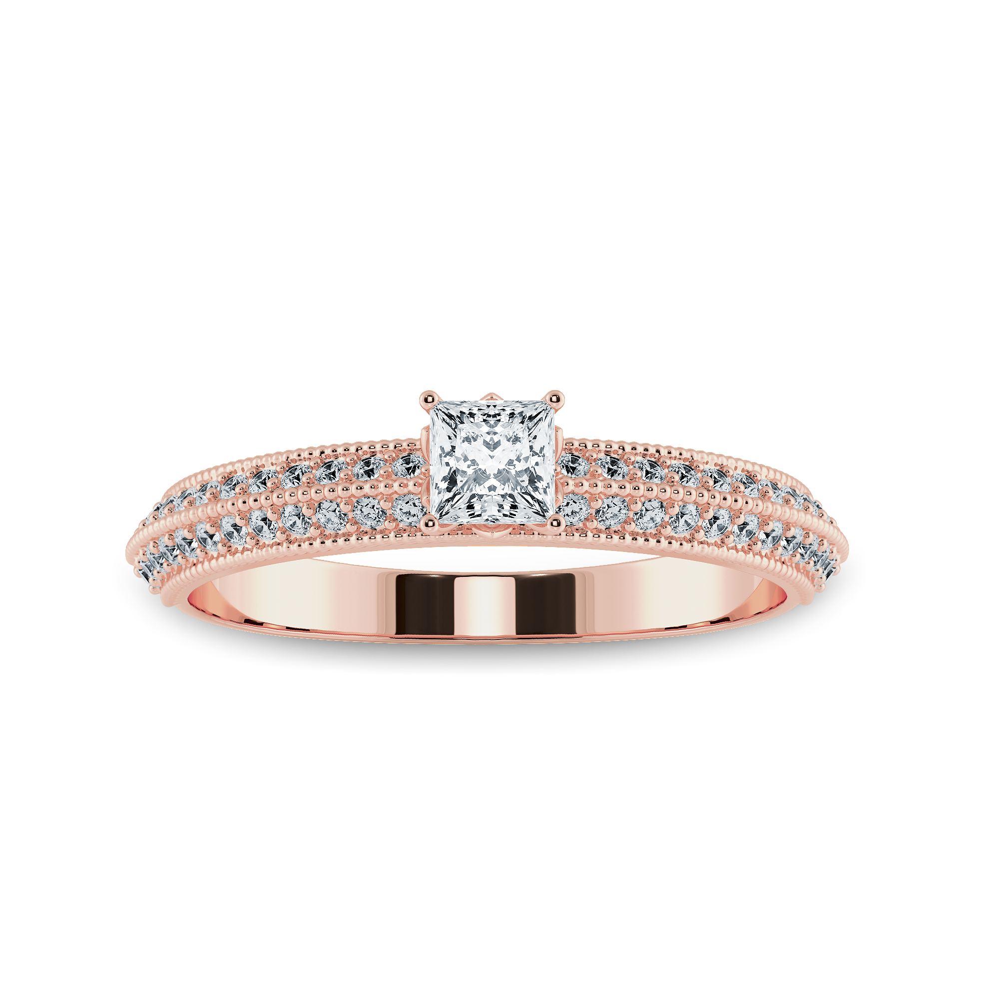 0.50cts. Princess Cut Solitaire Diamond Split Shank 18K Rose Gold Ring JL AU 1186R-A   Jewelove.US