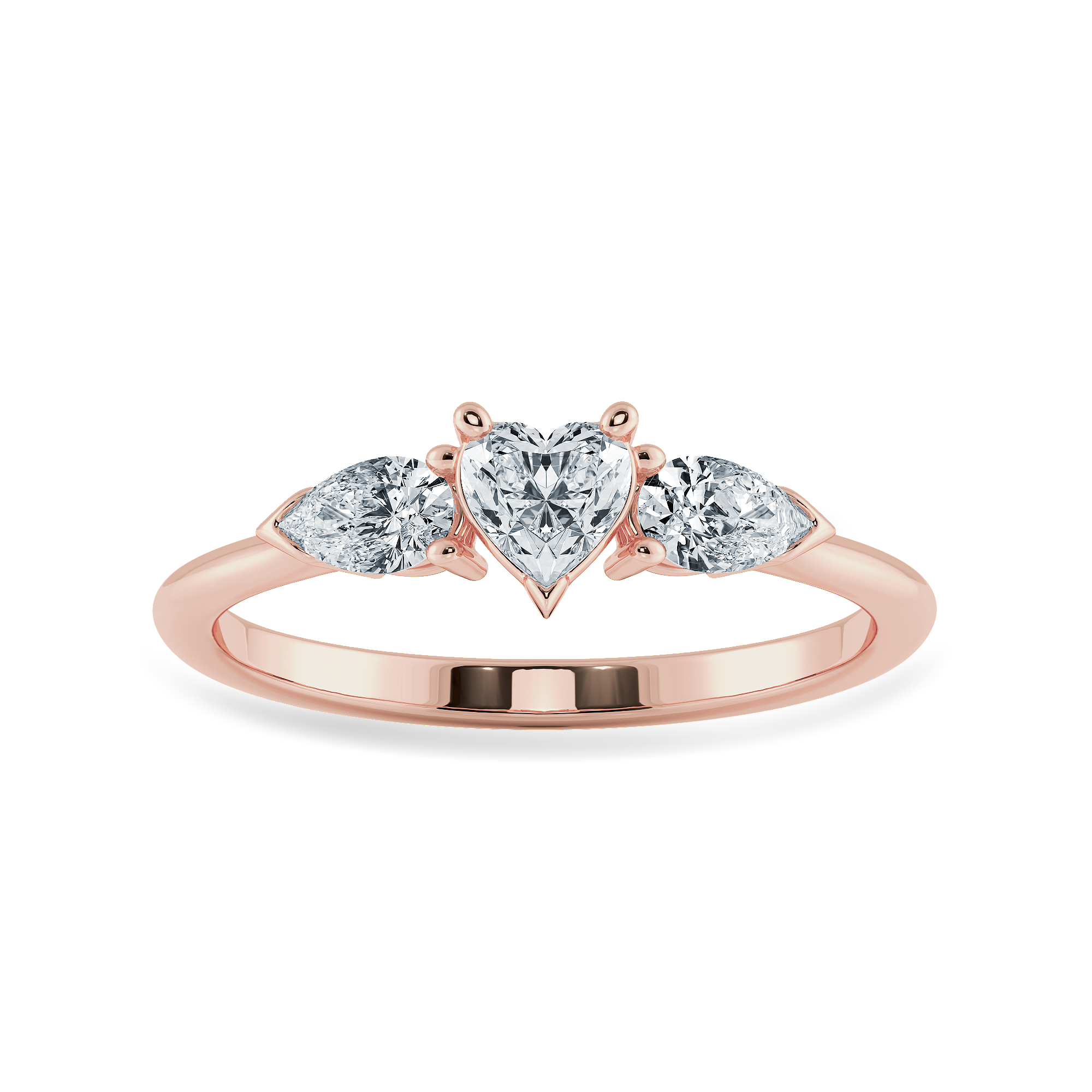 0.30cts. Heart Cut Solitaire with Pear Cut Diamond Accents 18K Rose Gold Ring JL AU 1205R   Jewelove.US