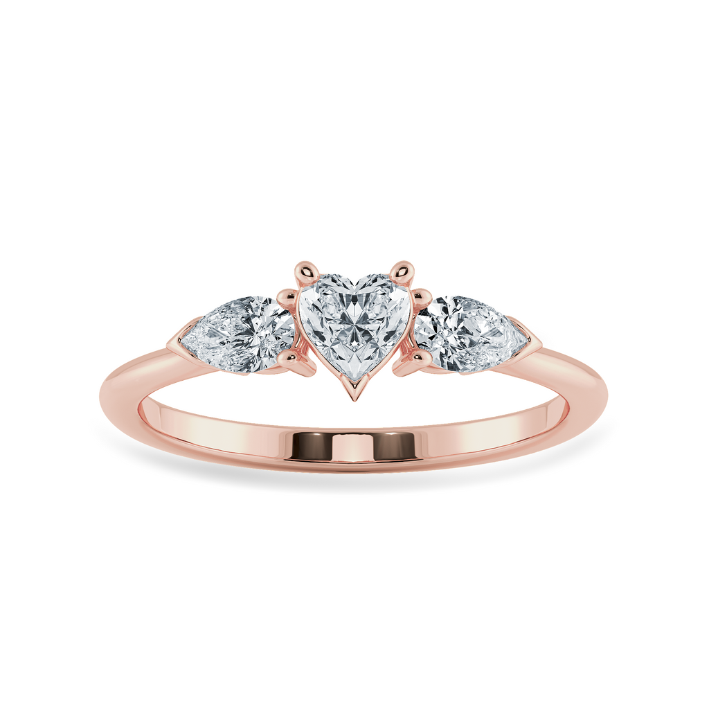 0.30cts. Heart Cut Solitaire with Pear Cut Diamond Accents 18K Rose Gold Ring JL AU 1205R   Jewelove.US