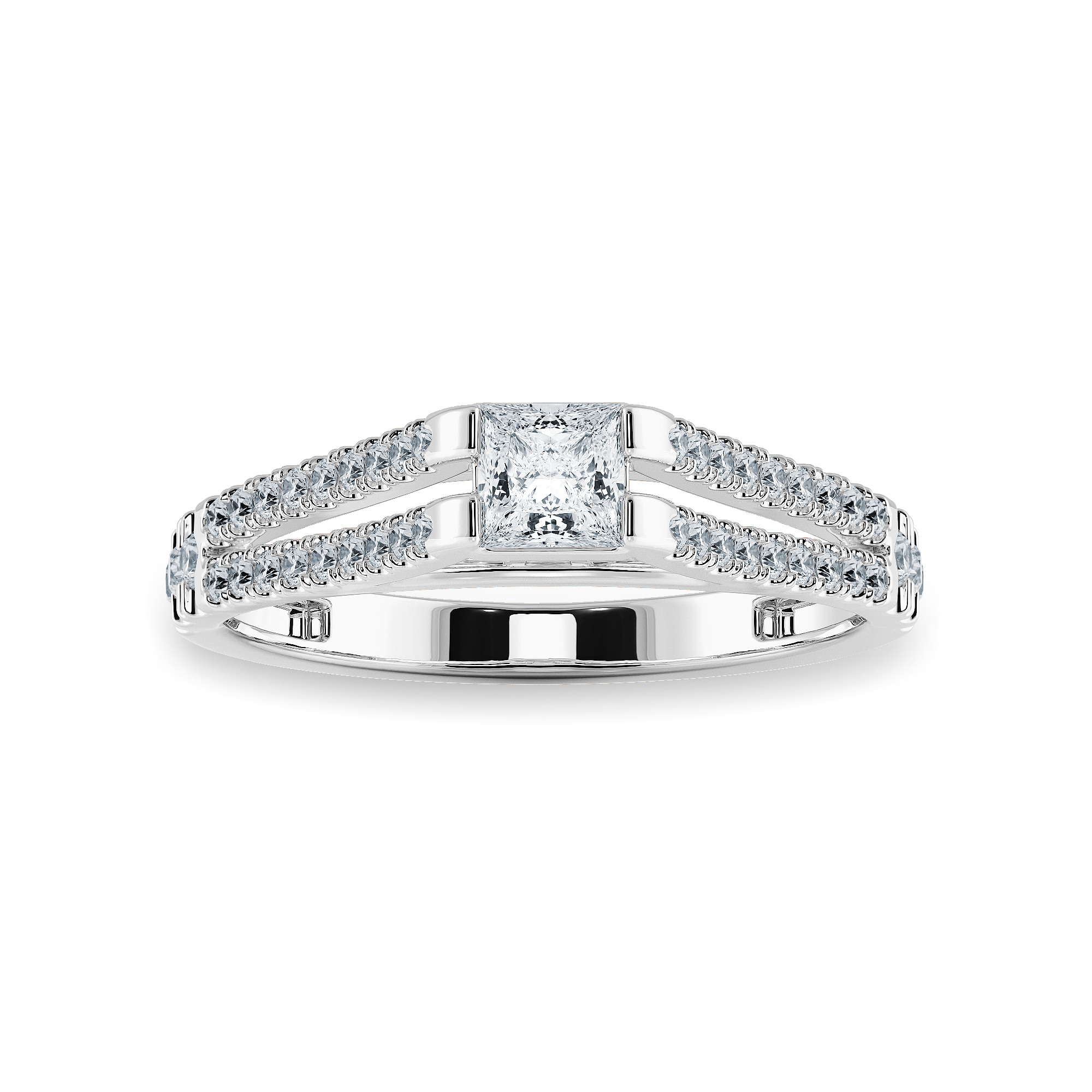 0.30cts Princess Cut Solitaire Diamond Split Shank Platinum Ring JL PT 1178   Jewelove.US