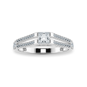 0.30cts Princess Cut Solitaire Diamond Split Shank Platinum Ring JL PT 1178   Jewelove.US