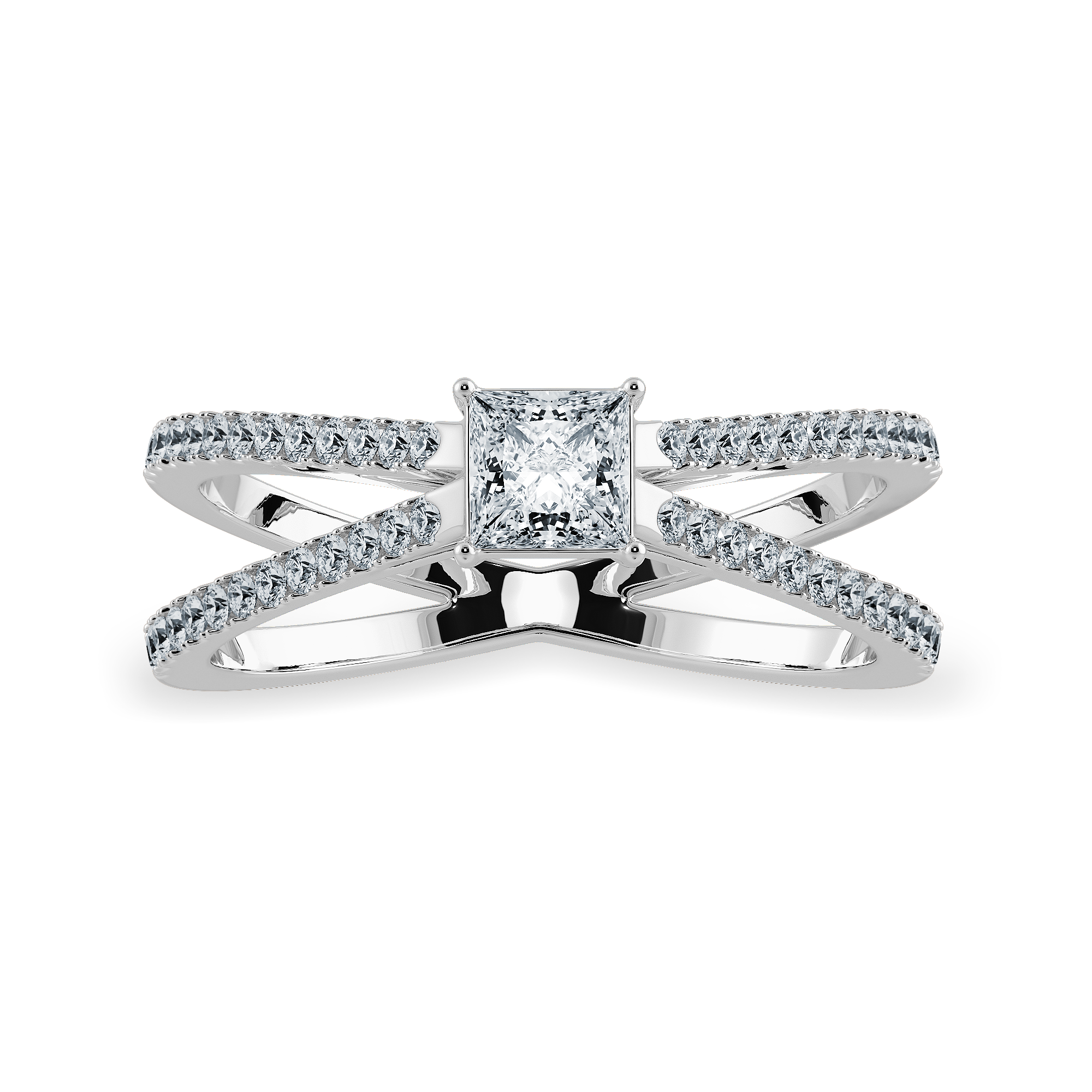 30-Pointer Princess Cut Solitaire Diamond Split Shank Platinum Ring JL PT 1170   Jewelove.US