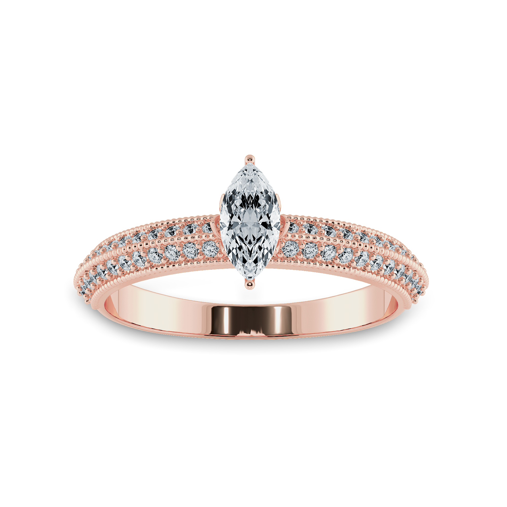 0.50cts. Marquise Cut Solitaire Diamond Split Shank 18K Rose Gold Ring JL AU 1192R-A   Jewelove.US