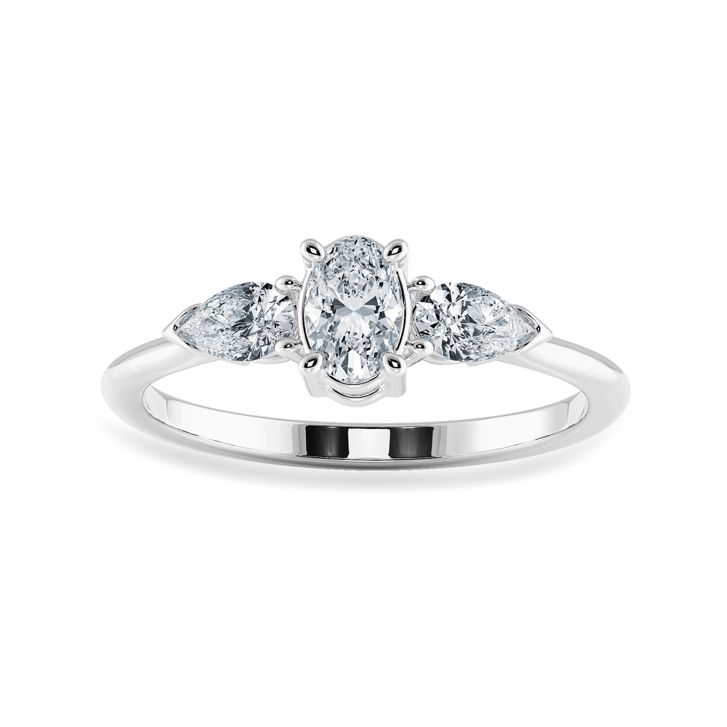 0.30cts Oval Cut Solitaire with Pear Diamond Accents Platinum Ring JL PT 1206   Jewelove.US