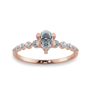 0.30cts. Pear Cut Solitaire Halo Diamond Accents 18K Rose Gold Ring JL AU 2009R   Jewelove.US