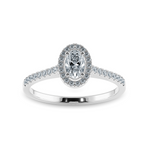 Load image into Gallery viewer, 0.30cts Oval Cut Solitaire Halo Diamond Shank Platinum Ring JL PT 1199   Jewelove.US
