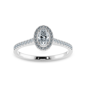 0.30cts Oval Cut Solitaire Halo Diamond Shank Platinum Ring JL PT 1199   Jewelove.US