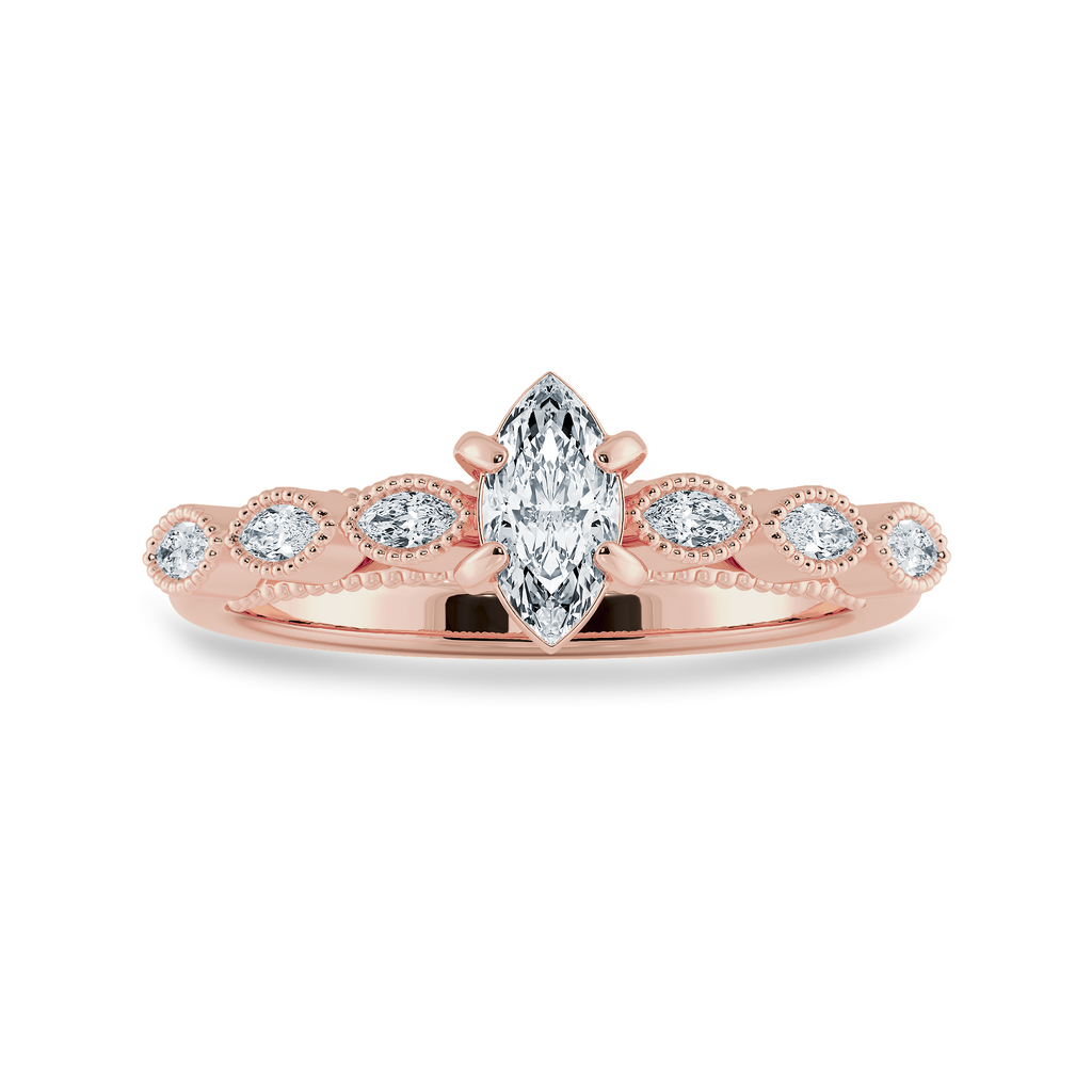 0.70cts. Marquise Cut Solitaire Diamond Accents 18K Rose Gold Ring JL AU 2019R-B   Jewelove.US
