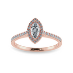 Load image into Gallery viewer, 0.50cts. Marquise Cut Solitaire Halo Diamond Shank 18K Rose Gold Ring JL AU 1201R-A   Jewelove.US
