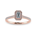 Load image into Gallery viewer, 0.30cts. Emerald Cut Solitaire Halo Diamond Shank 18K Rose Gold Ring JL AU 1197R   Jewelove.US
