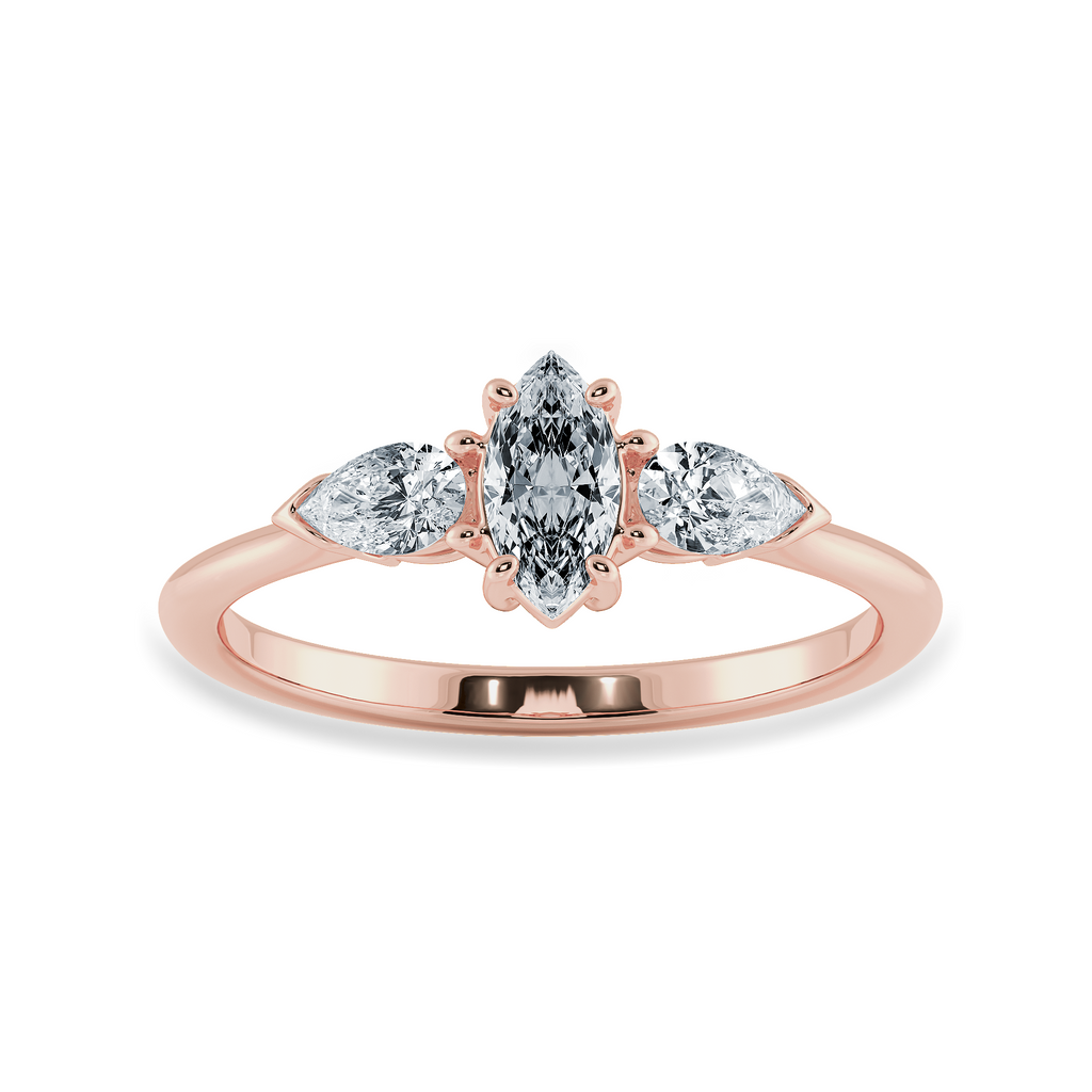 0.50cts. Marquise Cut Solitaire with Pear Cut Diamond Accents 18K Rose Gold Ring JL AU 1208R-A   Jewelove.US