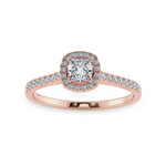 Load image into Gallery viewer, 0.30cts. Cushion Cut Solitaire Halo Diamond Shank 18K Rose Gold Ring JL AU 1195R-B   Jewelove.US
