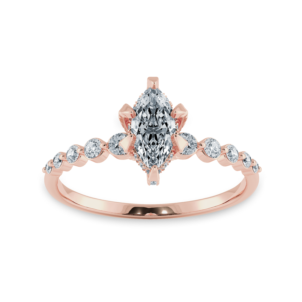 0.70cts. Marquise Cut Solitaire Halo Diamond Shank 18K Rose Gold Ring JL AU 2010R-B   Jewelove.US