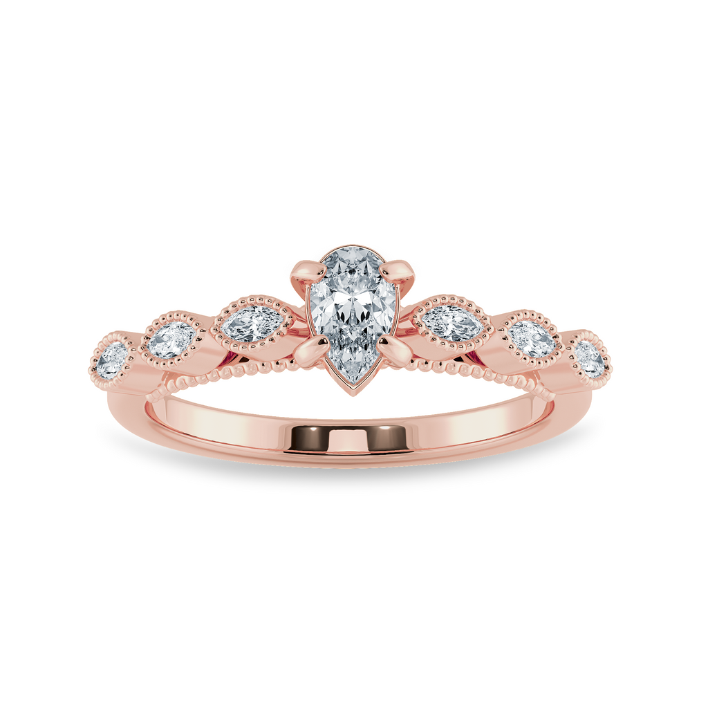 0.30cts. Pear Cut Solitaire with Marquise Cut Diamond Accents 18K Rose Gold Ring JL AU 2018R   Jewelove.US