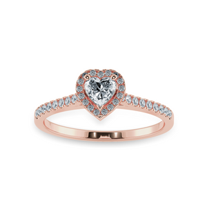 0.70cts. Heart Cut Solitaire Halo Diamond Shank 18K Rose Gold Ring JL AU 1198R-B   Jewelove.US