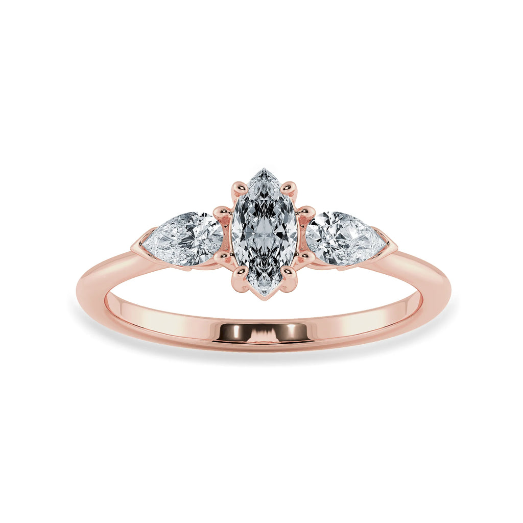 0.70cts. Marquise Cut Solitaire with Pear Cut Diamond Accents 18K Rose Gold Ring JL AU 1208R-B   Jewelove.US