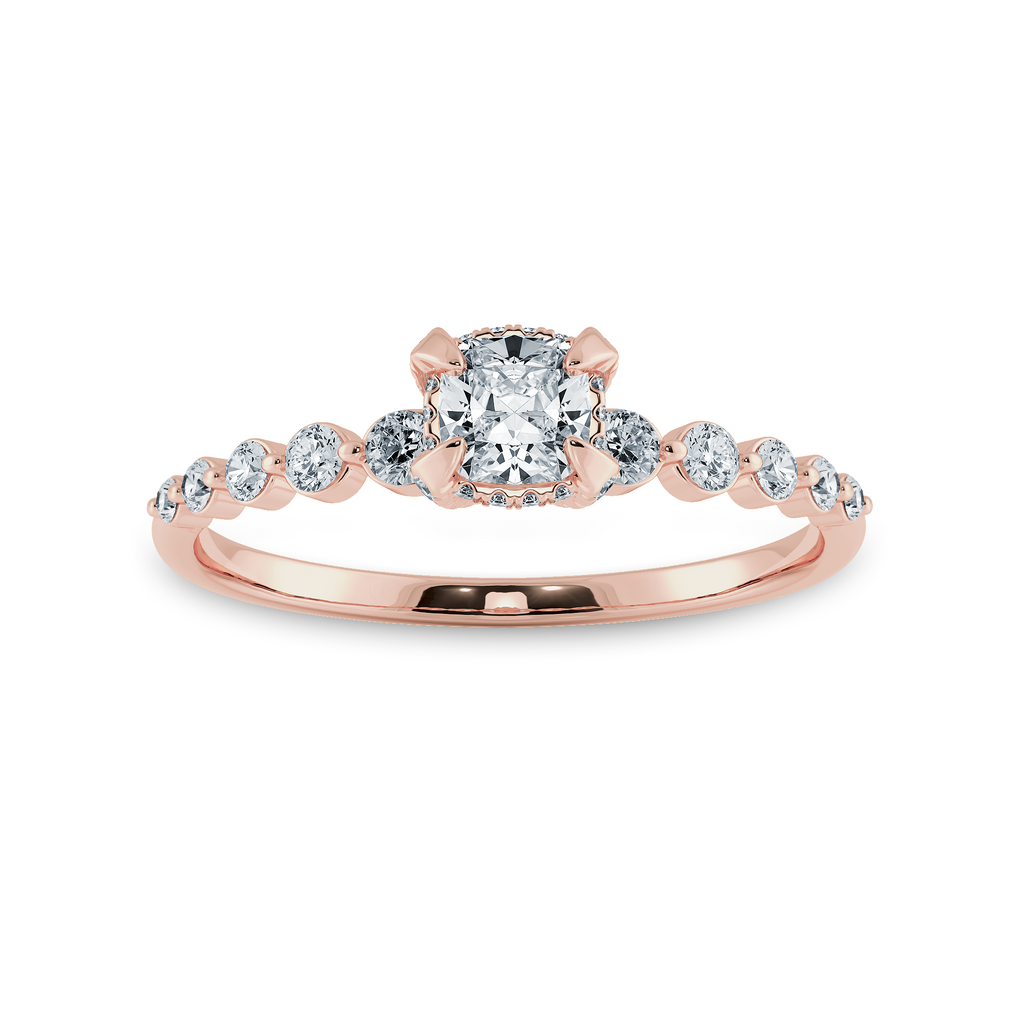 0.30cts. Cushion Cut Solitaire Halo Diamond Accents 18K Rose Gold Ring JL AU 2005R   Jewelove.US