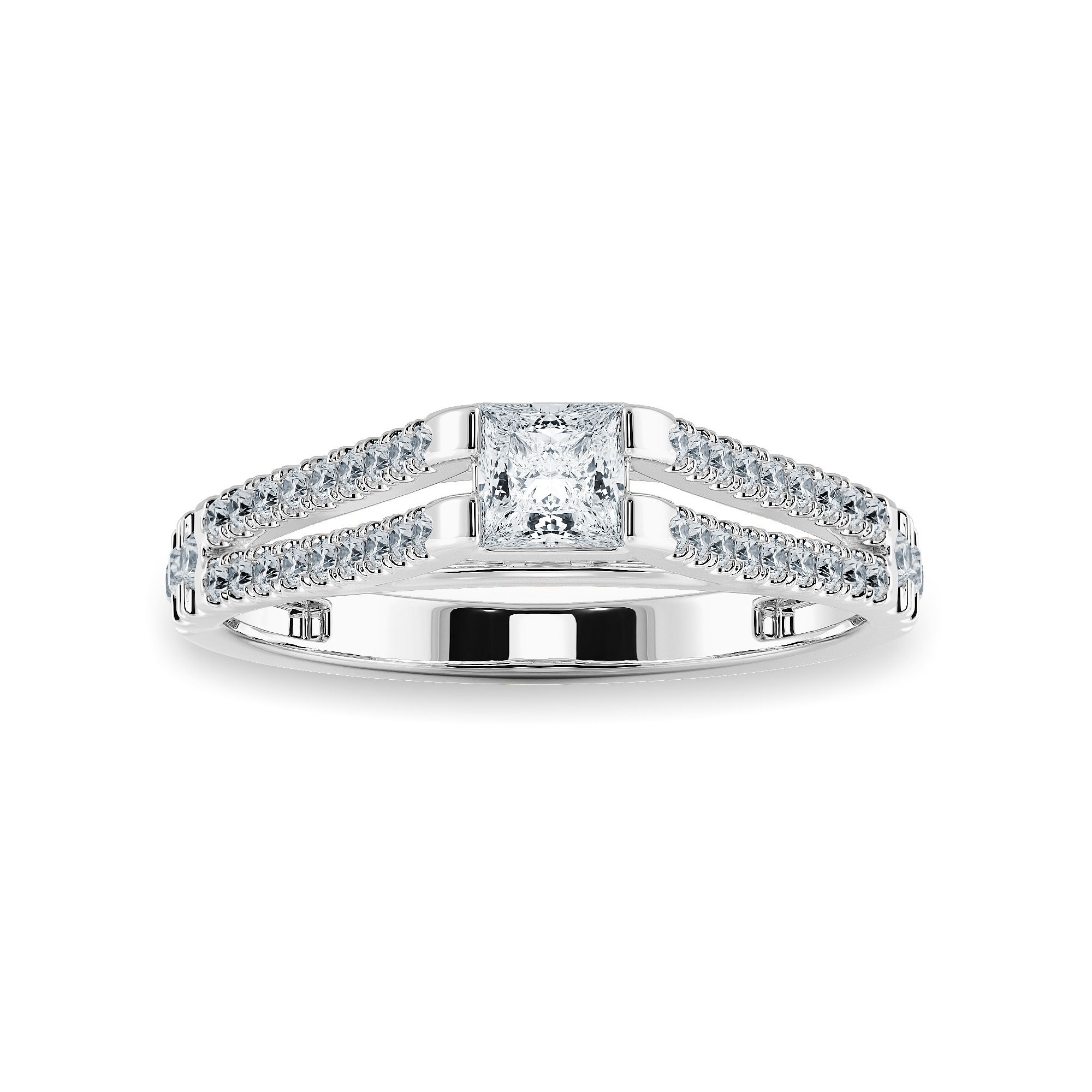 20 Pointer Princess Cut Diamond Split Shank Platinum Ring JL PT 1178-A   Jewelove.US