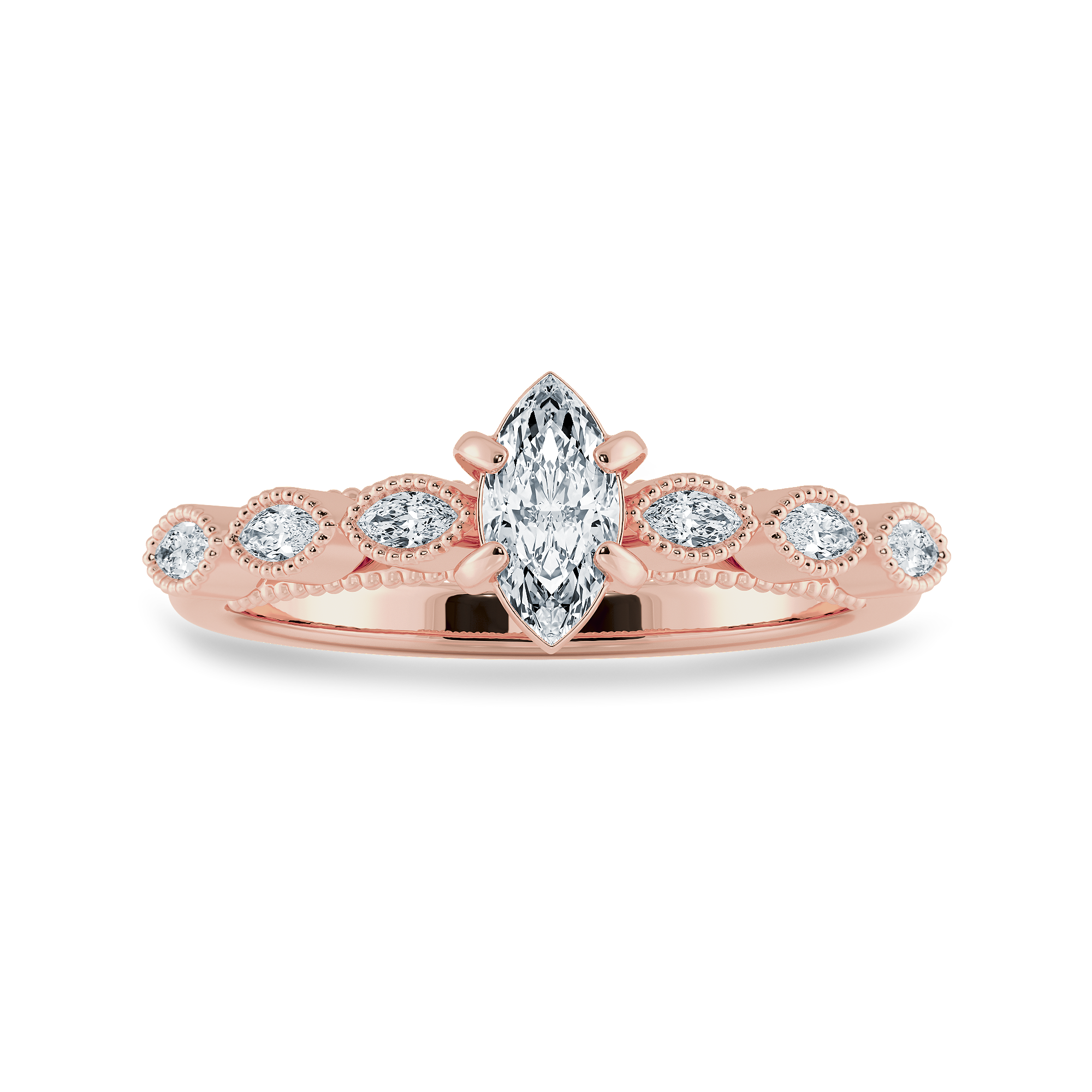 0.30cts. Marquise Cut Solitaire Diamond Accents 18K Rose Gold Ring JL AU 2019R   Jewelove.US