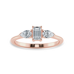 Load image into Gallery viewer, 0.50cts. Emerald Cut Solitaire with Pear Cut Diamond Accents 18K Rose Gold Solitaire Ring JL AU 1204R-A   Jewelove.US
