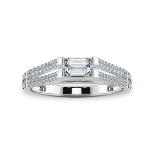 0.70cts Emerald Cut Solitaire Diamond Split Shank Platinum Ring JL PT 1180-B   Jewelove.US