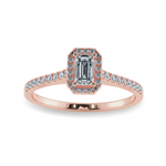 Load image into Gallery viewer, 0.50cts. Emerald Cut Solitaire Halo Diamond Shank 18K Rose Gold Ring JL AU 1197R-A   Jewelove.US
