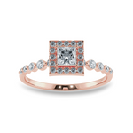 Load image into Gallery viewer, 0.20cts. Princess Cut Solitaire Halo Diamond Accents 18K Rose Gold Ring JL AU 2003R-C   Jewelove.US
