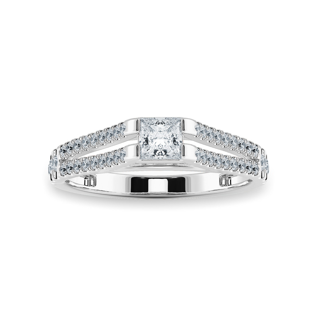 0.70cts Princess Cut Solitaire Diamond Split Shank Platinum Ring JL PT 1178-C   Jewelove.US