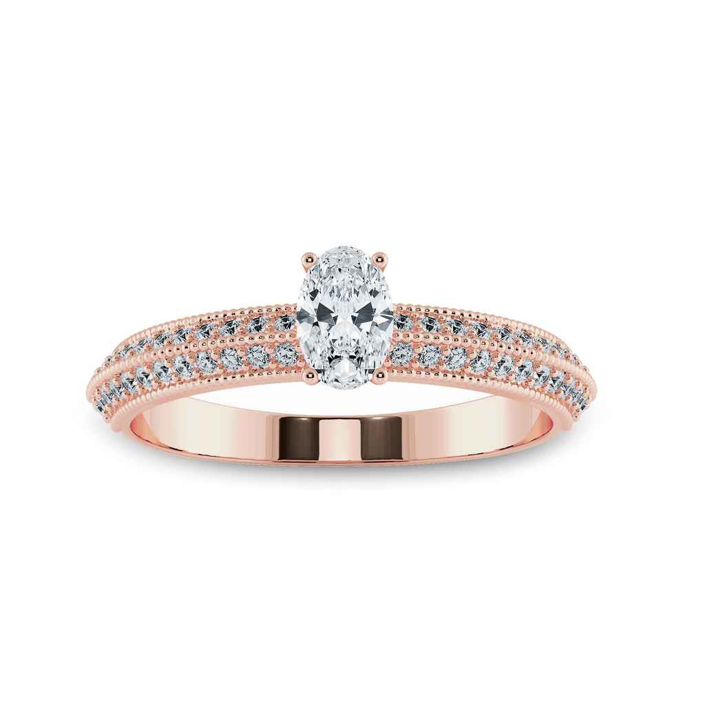 0.50cts. Oval Cut Solitaire Diamond Split Shank 18K Rose Gold Ring JL AU 1190R-A   Jewelove.US