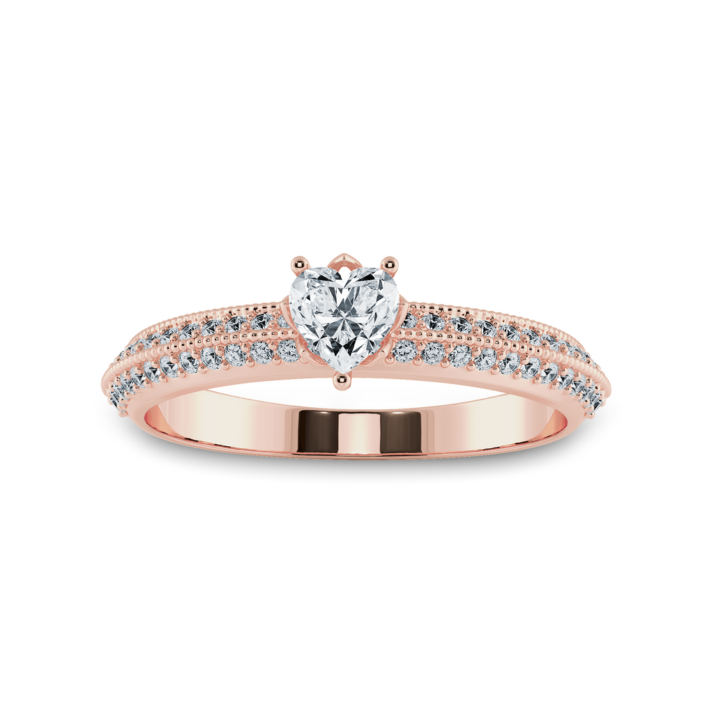 0.50cts. Heart Cut Solitaire Diamond Split Shank 18K Rose Gold Ring JL AU 1189R-A   Jewelove.US