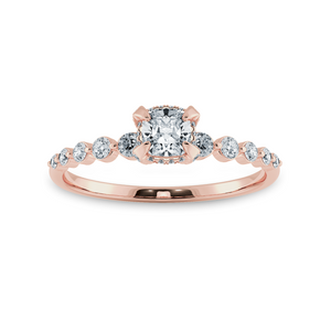 0.50cts. Cushion Cut Solitaire Halo Diamond Accents 18K Rose Gold Ring JL AU 2005R-A   Jewelove.US