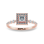 Load image into Gallery viewer, 0.30cts. Princess Cut Solitaire Halo Diamond Accents 18K Rose Gold Ring JL AU 2003R   Jewelove.US
