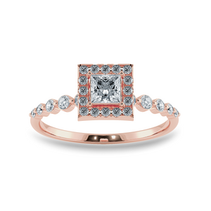 0.30cts. Princess Cut Solitaire Halo Diamond Accents 18K Rose Gold Ring JL AU 2003R   Jewelove.US