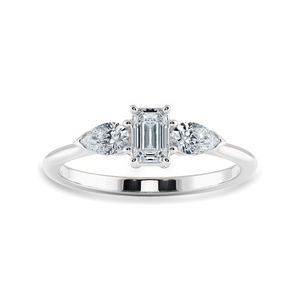 0.50cts Emerald Cut Solitaire with Pear Cut Diamond Accents Platinum Ring JL PT 1204-A   Jewelove.US