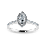 Load image into Gallery viewer, 0.30cts Marquise Cut Solitaire Halo Diamond Shank Platinum Ring JL PT 1201   Jewelove.US
