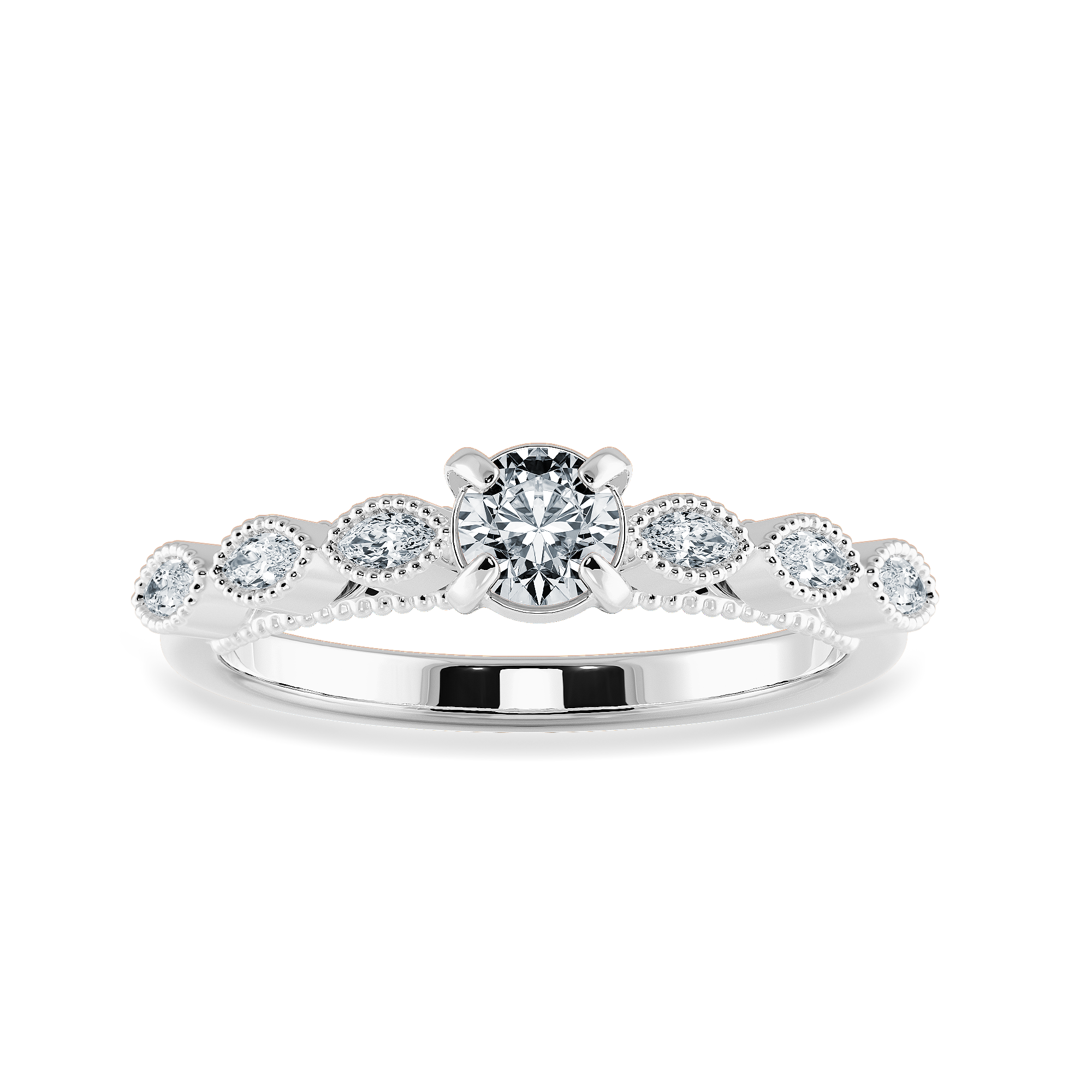 0.20cts Solitaire Platinum Ring with Marquise Cut Diamond Accents JL PT 2011-C   Jewelove.US