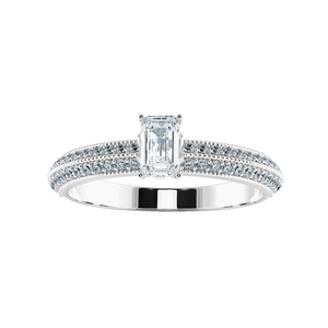 0.50cts Emerald Cut Solitaire Diamond Split Shank Platinum Ring JL PT 1188-A   Jewelove.US