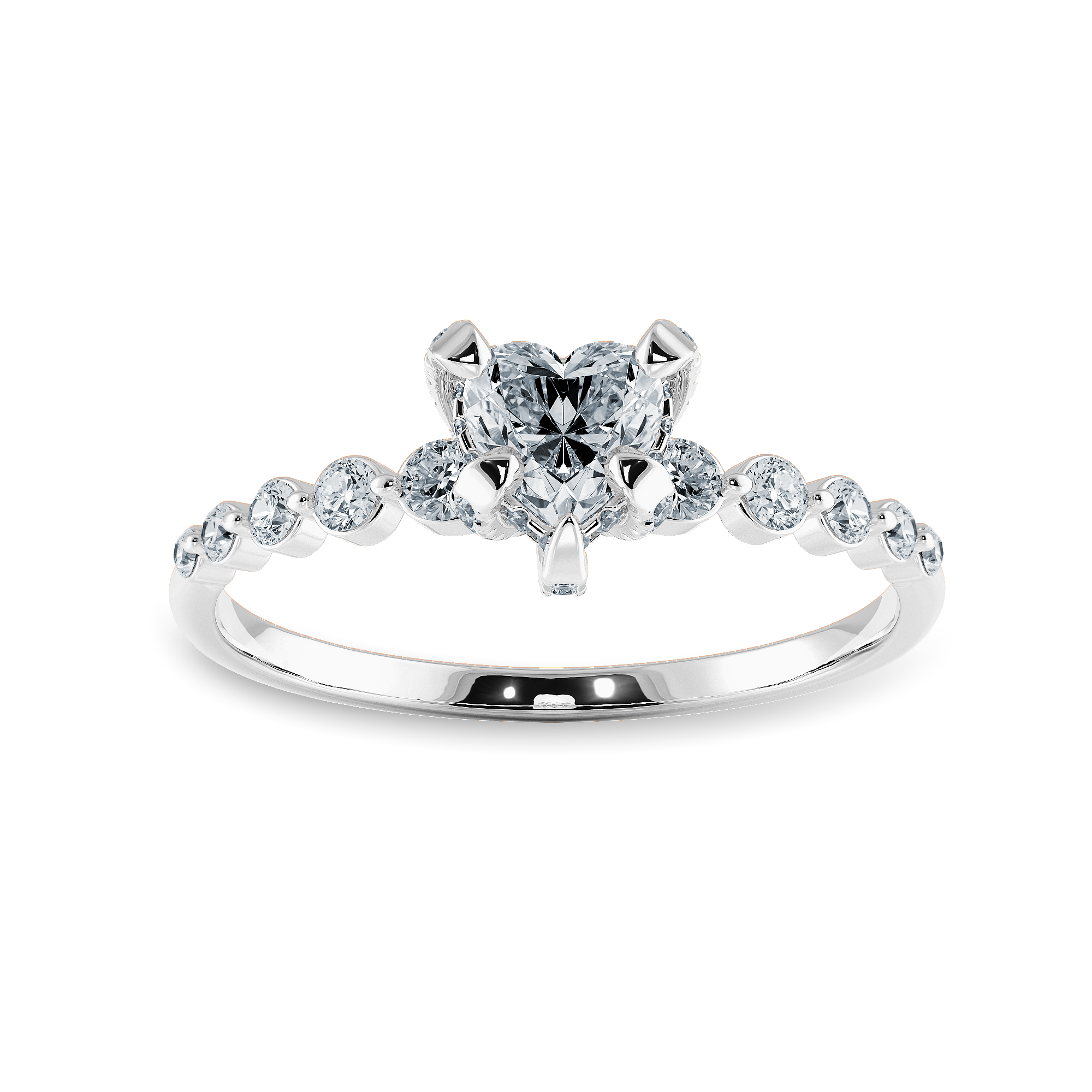 0.50cts Heart Cut Solitaire Halo Diamond Accents Platinum Ring JL PT 2007-A   Jewelove.US