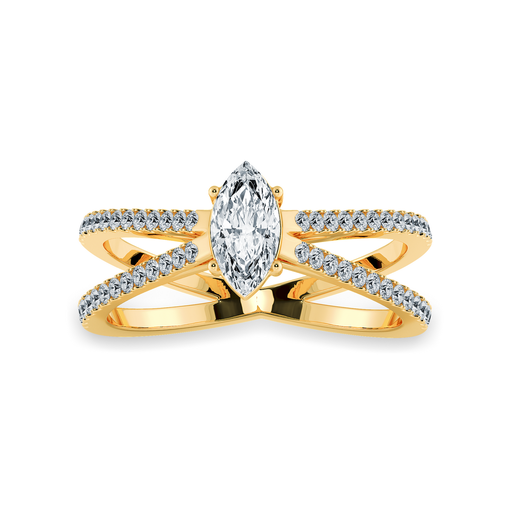 50-Pointer Marquise Cut Solitaire Diamond Split Shank 18K Yellow Gold Ring JL AU 1176Y-A   Jewelove.US