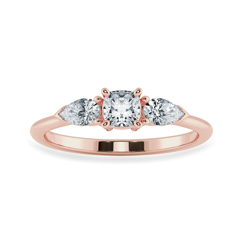 0.70cts. Cushion Cut Solitaire with Pear Cut Diamond Accents 18K Rose Gold Ring JL AU 1203R-B   Jewelove.US