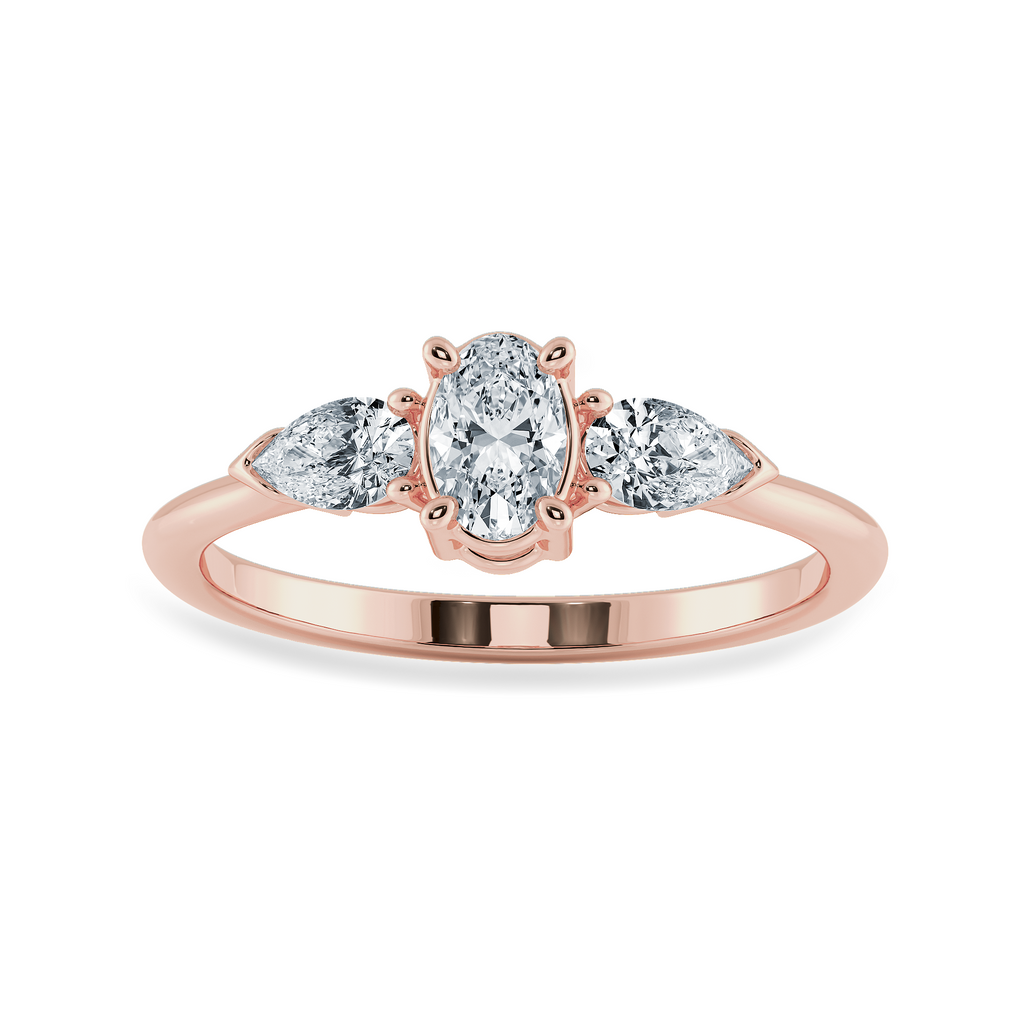 0.50cts. Oval Cut Solitaire with Pear Cut Diamond Accents 18K Rose Gold Ring JL AU 1206R-A   Jewelove.US